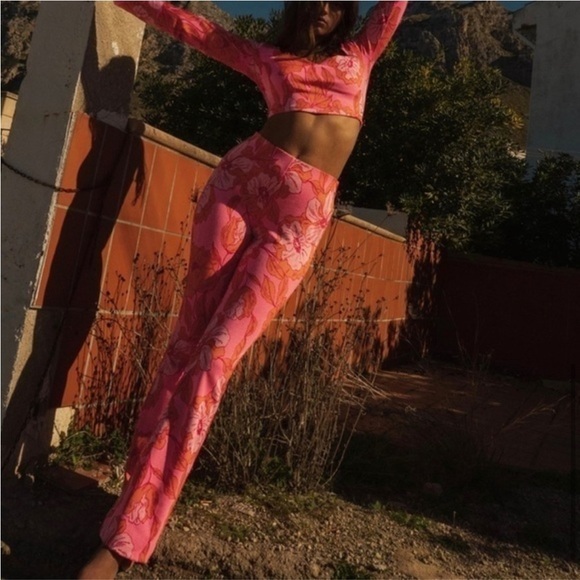 ZARA 2pc Jacquard Crop Top + Pants Coord Set BNWT - Picture 1 of 6